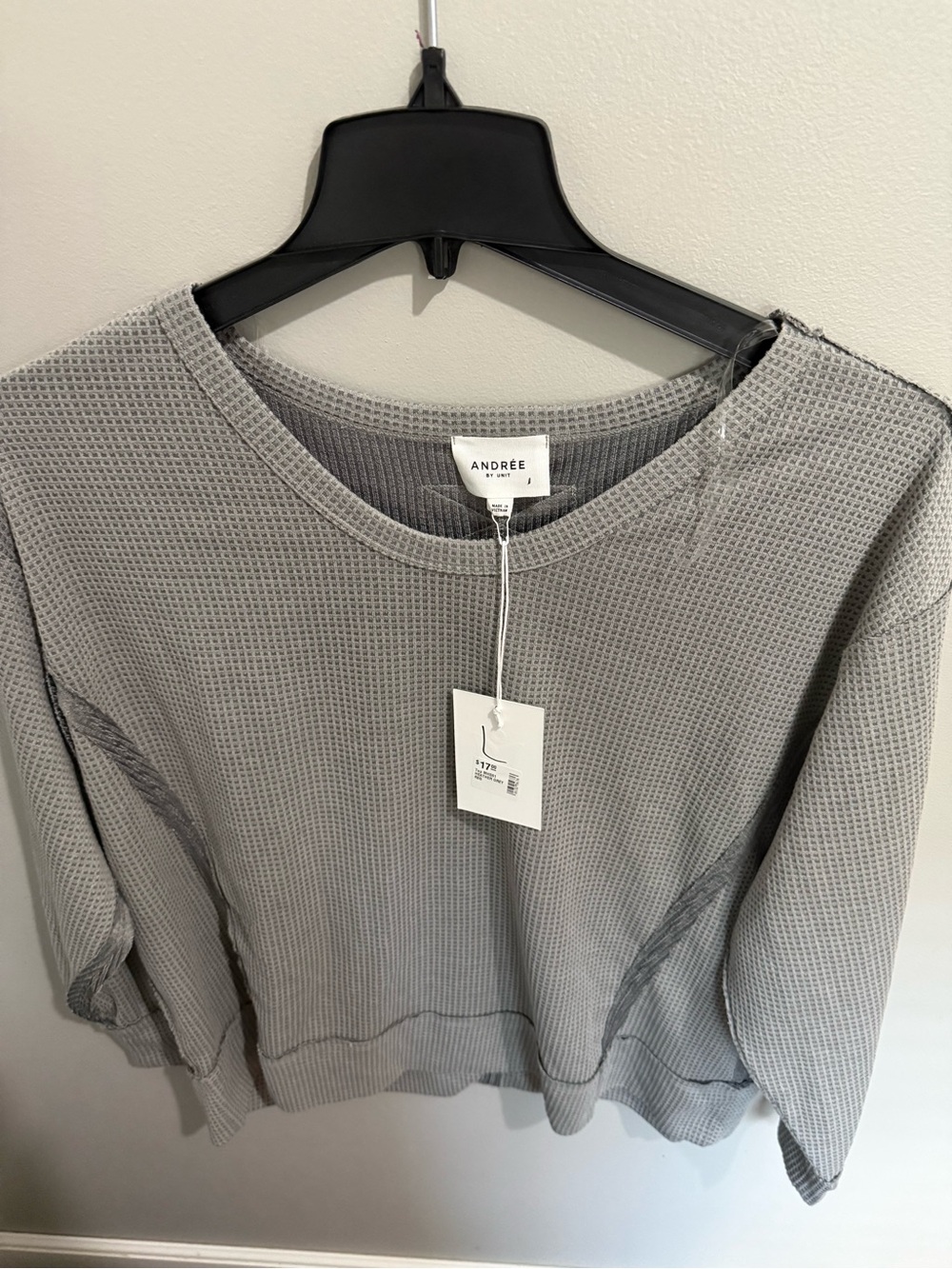 ANDREE BY UNIT Gray Waffle Knit Pullover size Large